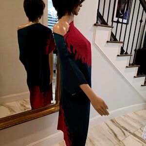 Chic One Shoulder Dress in Red and Black